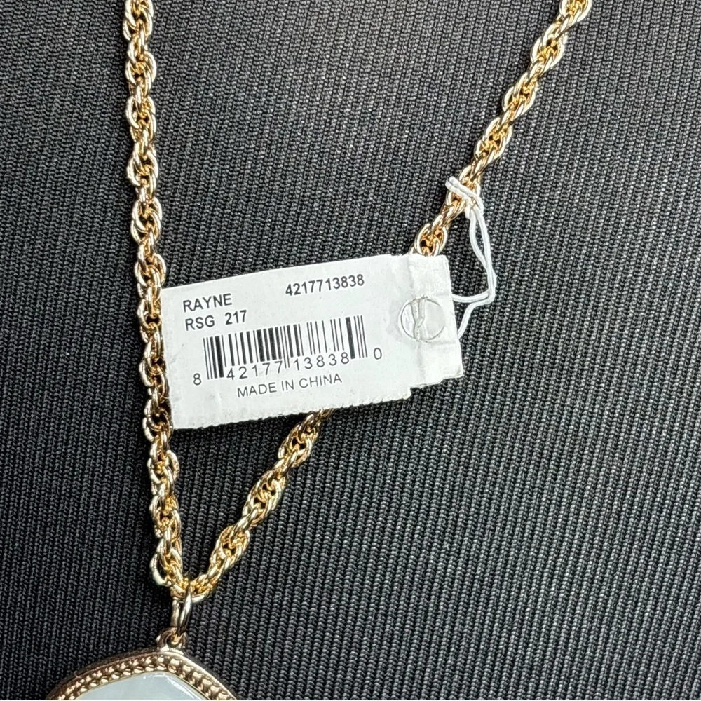 Kendra Scott Necklace Rayne 14k Gold Brass Long Rope Chain Ivory Mother of Pearl